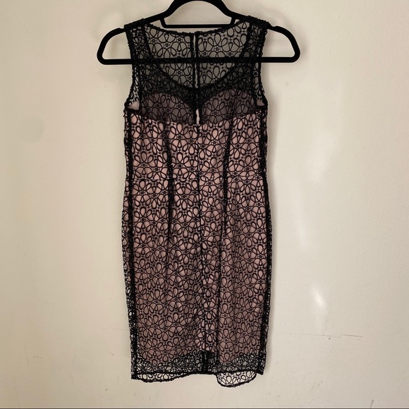 NWT Ann Taylor Nude Underlay Black Overlay Dress - Picture 4 of 5